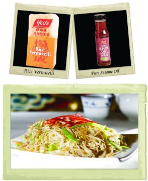 Fried Vermicelli with Vegetables and Chicken